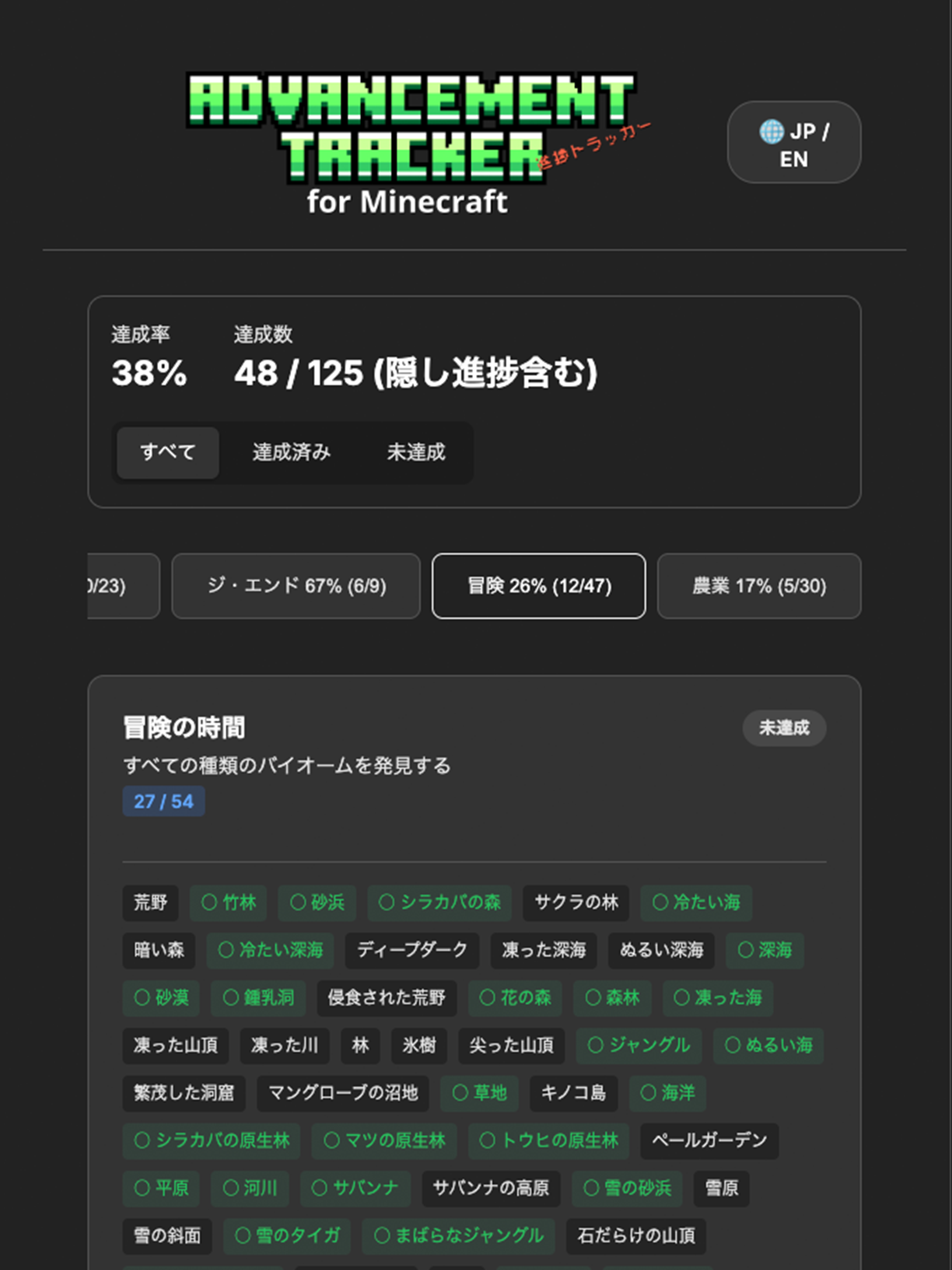 Advancement Tracker Interface